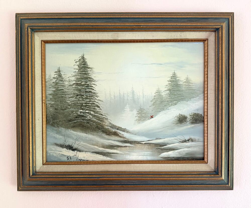 Vintage Winter Landscape Oil Painting Framed Original Fine Art 17x22